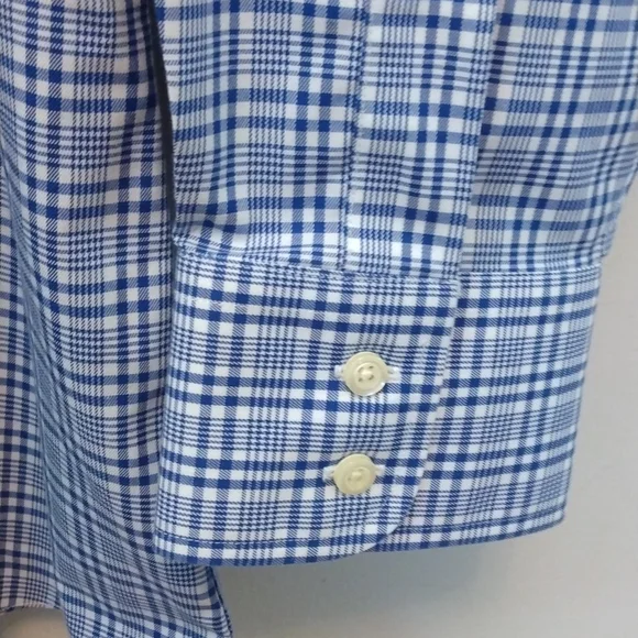 Brooks Brothers Regent Fit Blue/White Glen Check Plaid Shirt 18 - 35 - Picture 6 of 9